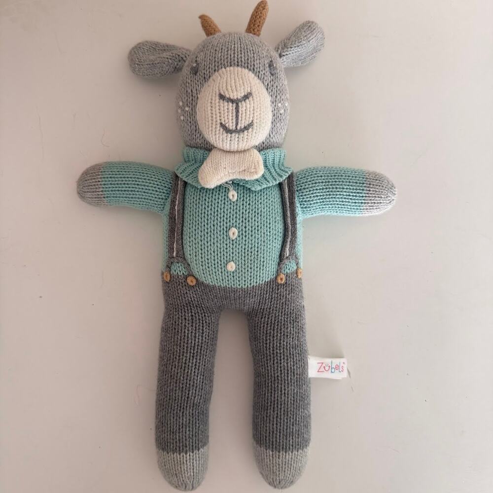 Zubels Gusty the Goat Knit Plush Stuffed Animal 12"